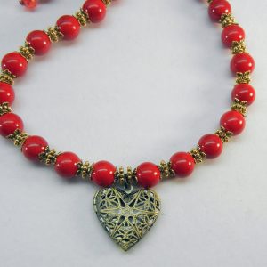 Red Necklace and Earring Set