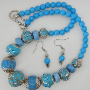 Blue Tribal Necklace Set