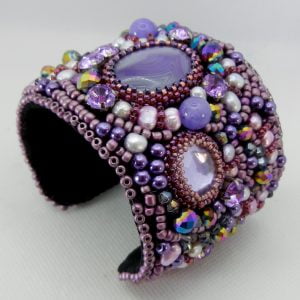 Celestial Purple Beaded Cuff - SOLD