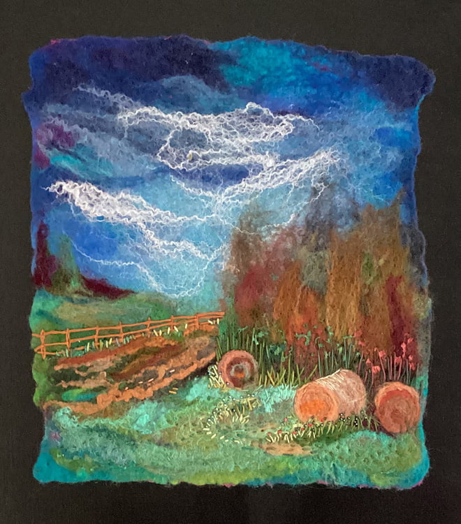 FELT PAINTING - "COASTAL HAY BALES"