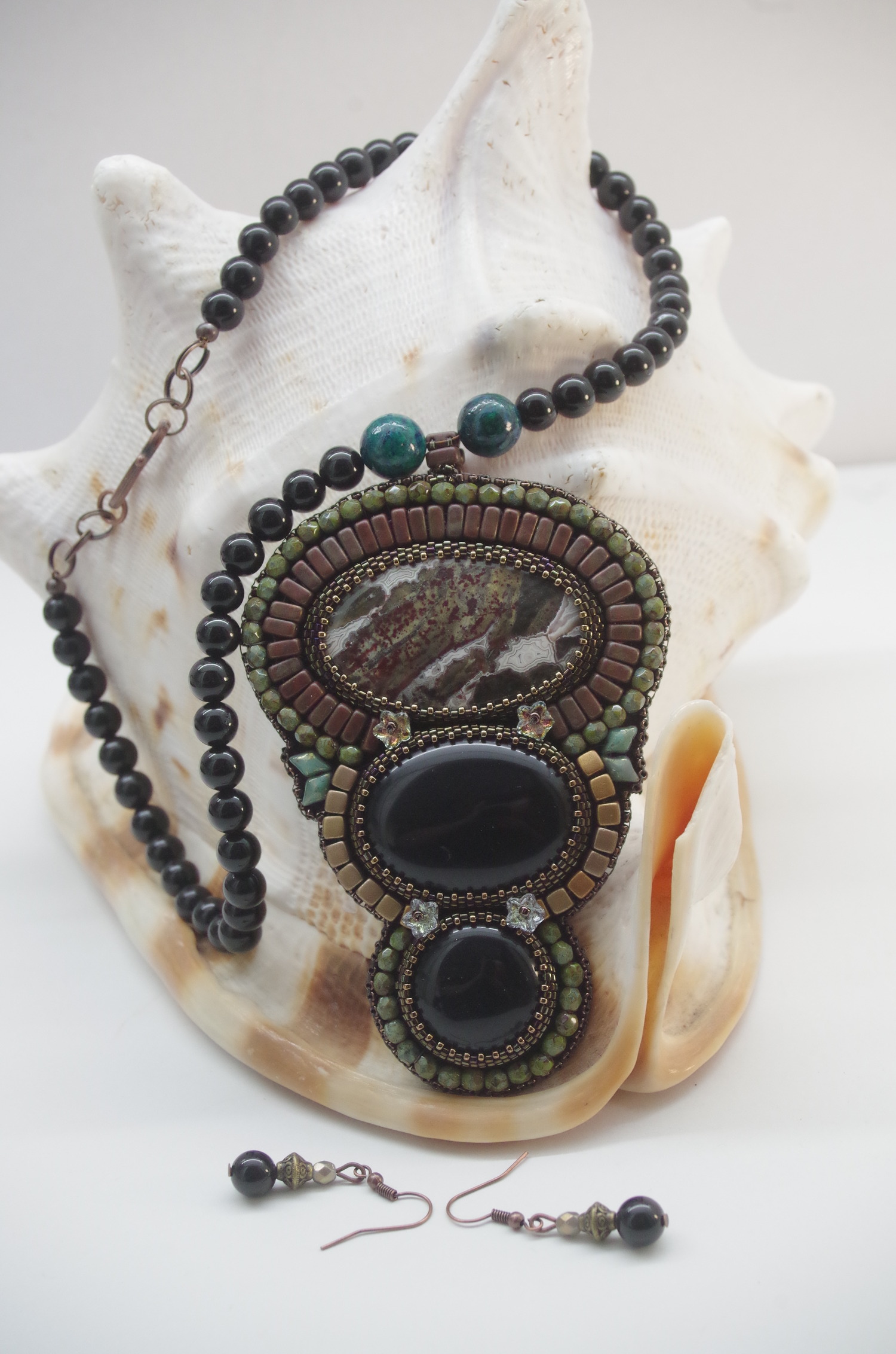 Necklace and Earring Set - "Black Storm" - Image 2